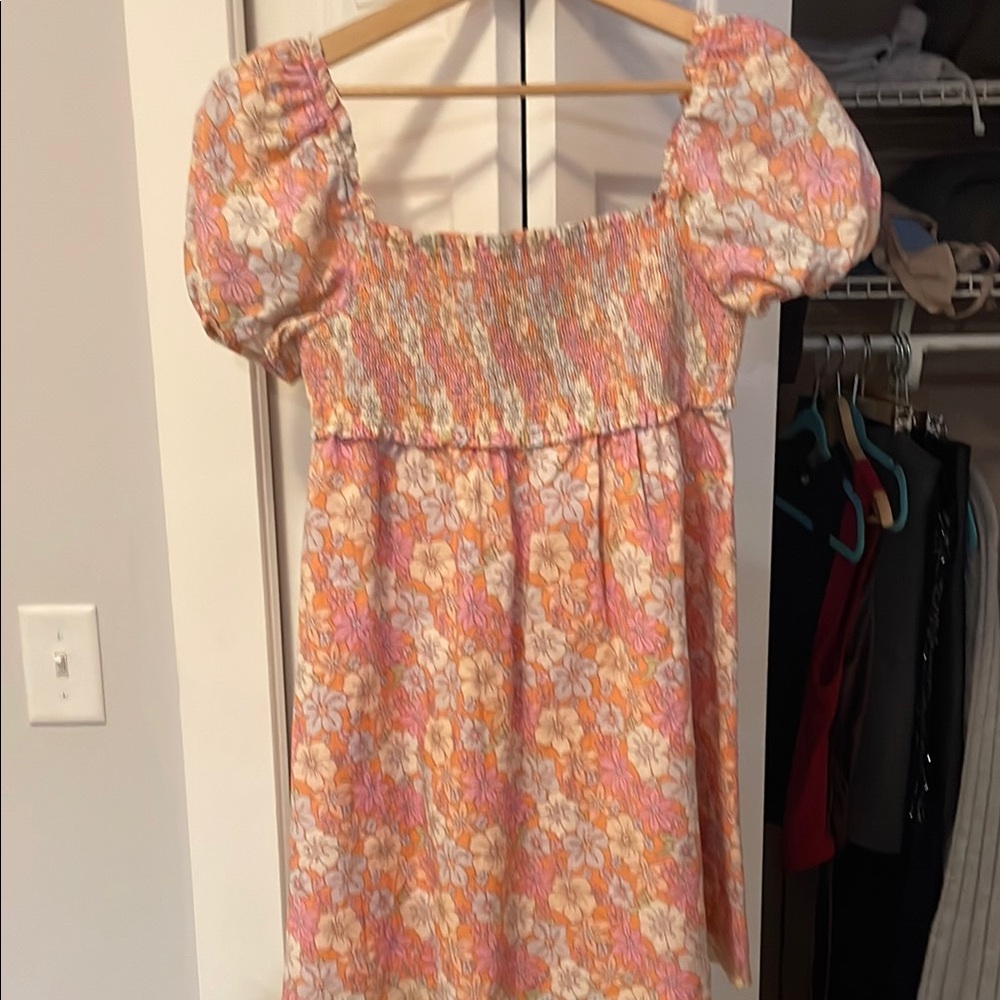 Sunday Best Hadley Puff-Sleeve Babydoll Dress, Sunny Apricot